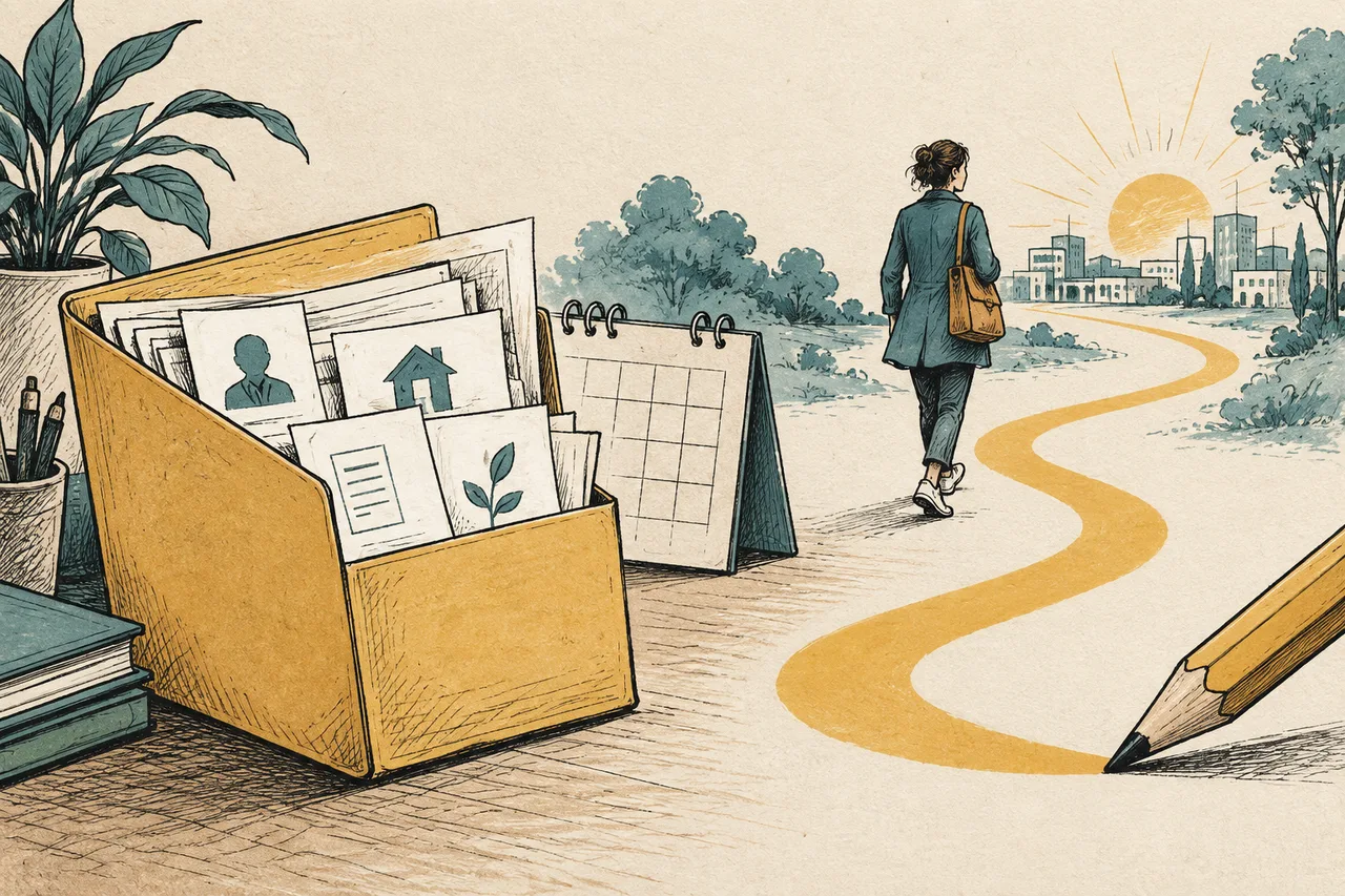 Illustration générée : dossier de droits et calendrier de retour à l’emploi