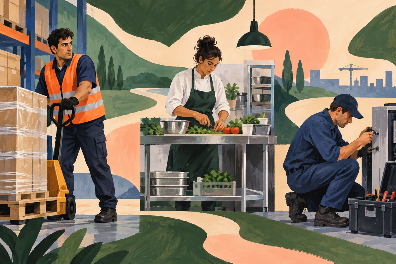 Illustration générée : différentes missions figurées par des modules de travail
